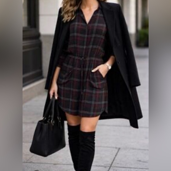 A.L.C. Dresses & Skirts - A.L.C. Silk Shirt Dress Black/Red 2